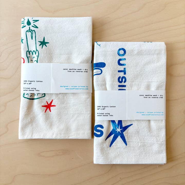 Loud Flower Art Co - Wholesale Tea Towel - In The Garden Screen Printed Kitchen Tea Towel3