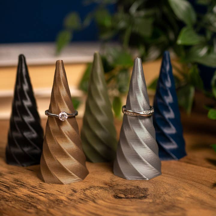 Ring Holder Cone - Swirl/Twist Unicorn Horn for wholesale by Vantage 3D Prints