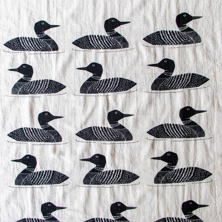 The High Fiber - Wholesale Tea Towel - *NEW* Loon Towel, Handprinted Cotton Kitchen Towel, Loon