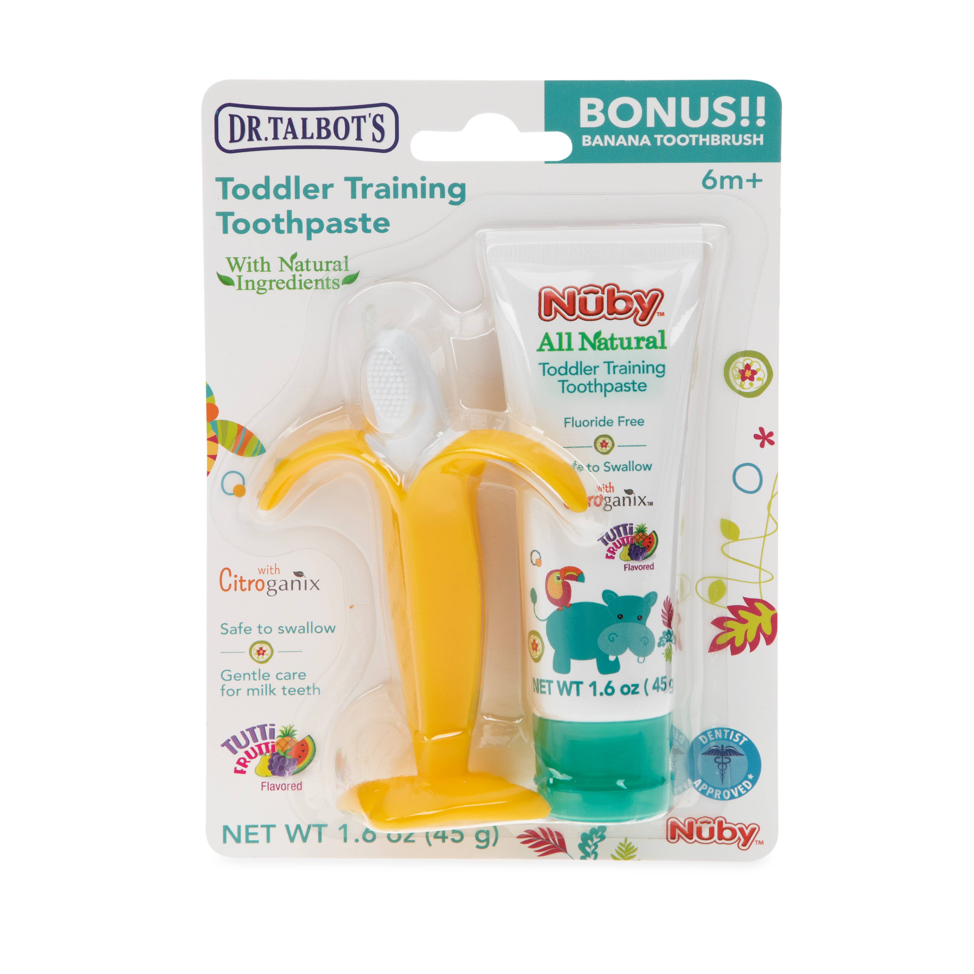 Dr. Talbot's - Wholesale Toothbrush - Kids & Baby - Toddler Training Toothpaste with Silicone Banana Toothbrush1
