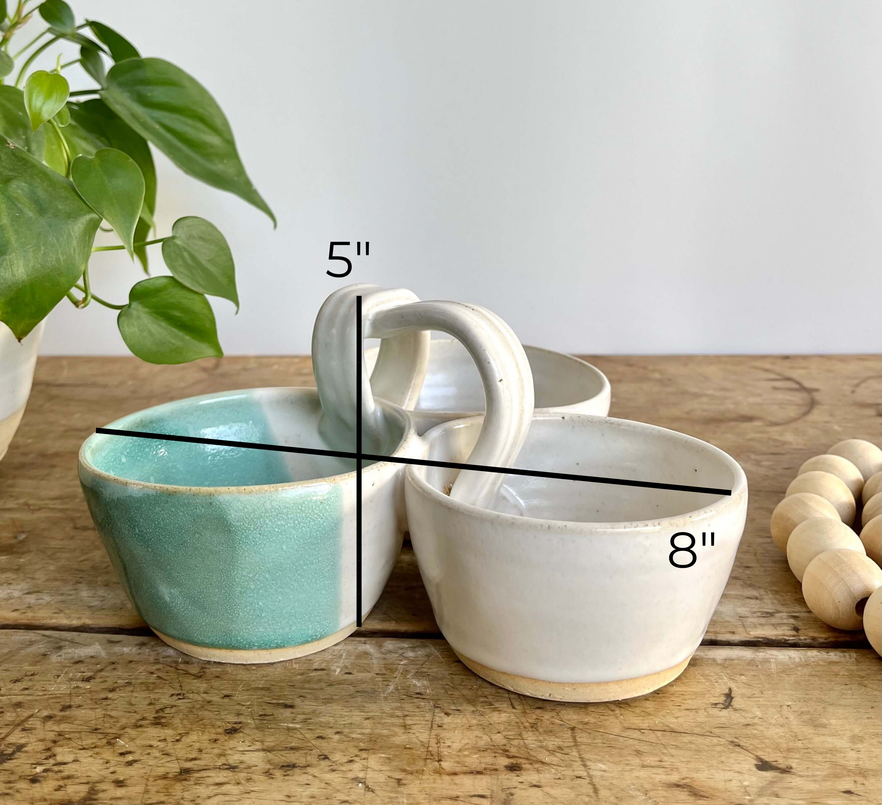 Coastal Clay Co. - Wholesale Platter - Triple Dip Platter Summer Party Platter Ceramic Dip Tray5