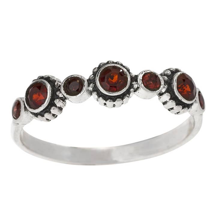 Anel Passion Glow Granada Prata de Lei por atacado de Tiger Mountain Jewelry