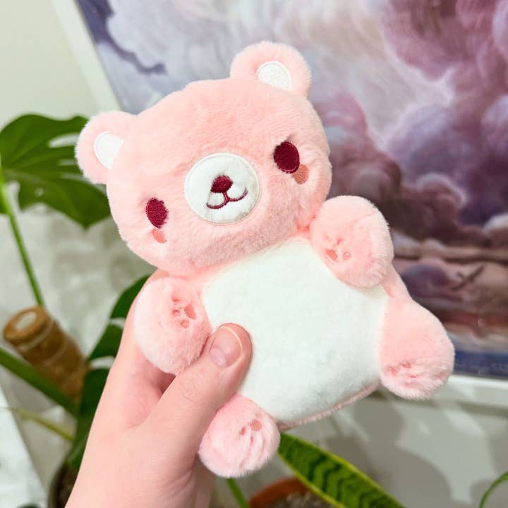 Pink Bear Nugget Keychain Plushie for wholesale by Bright Bat Design