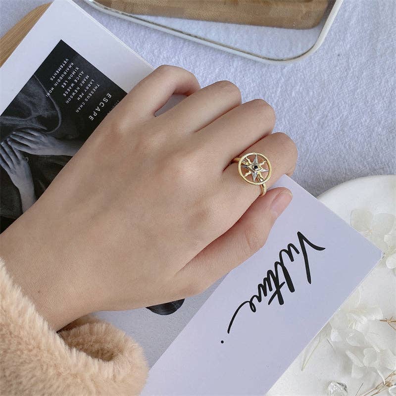 Perimade & Co. LLC – Engroshandel Båndring – Ondt Øje Kompas Fidget Spinner Ring i 925 Sterling Sølv3