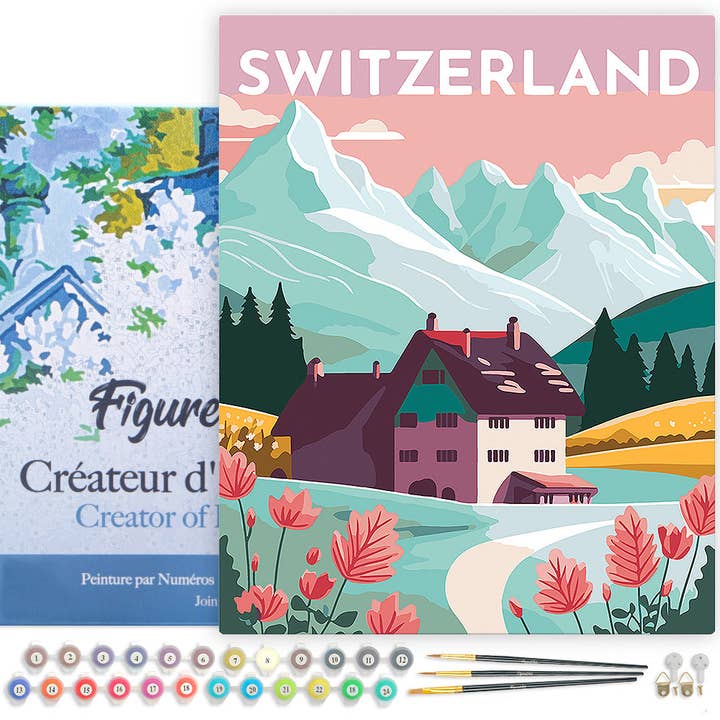 Paint by numbers Travel Poster Lucerne - Framed canvas for wholesale by Figured'Art (UK)