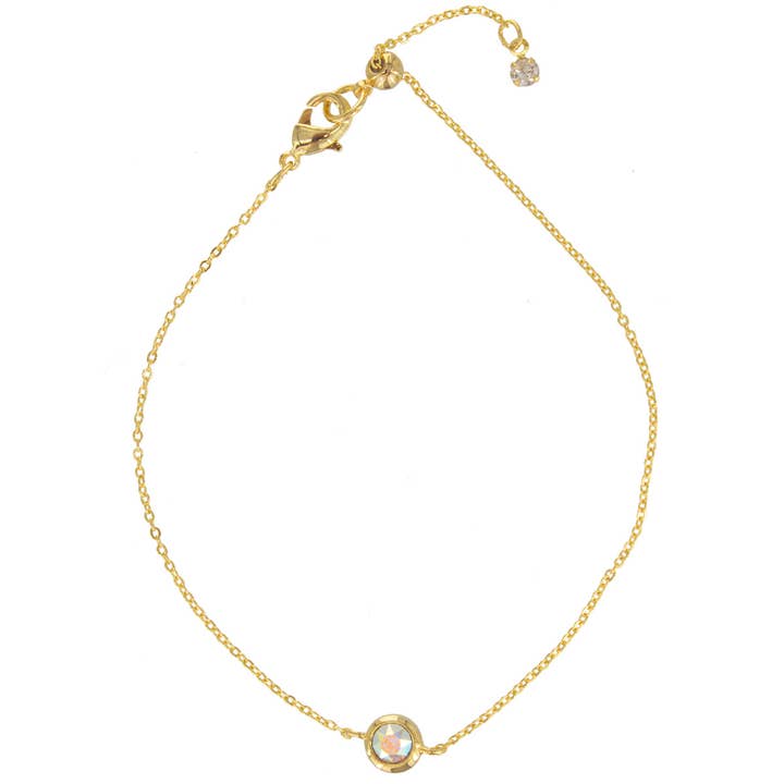 Suzie Q USA - Wholesale Charm/Dangle Bracelet - Adjustable Round Swarovski Brass Gold Dipped Bracelet
