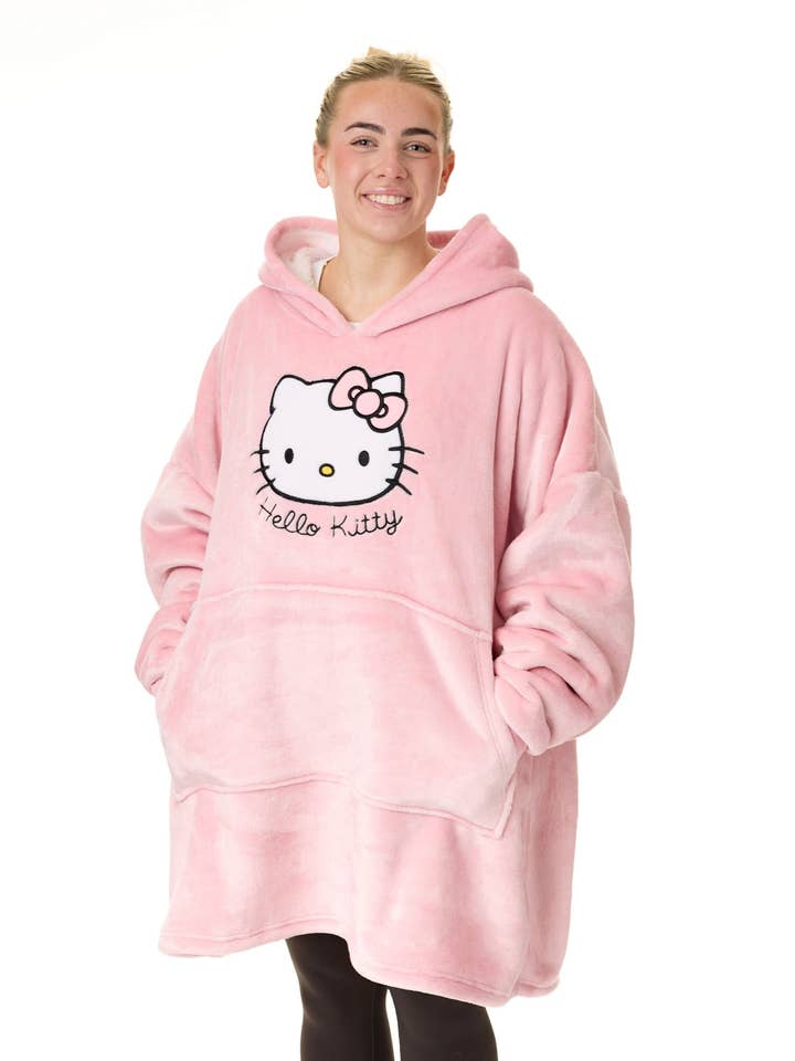 Hello Kitty Manta Hoodie de Rosto de Personagem Rosa para Mulheres (Tamanho Único) por atacado de Vanilla Underground
