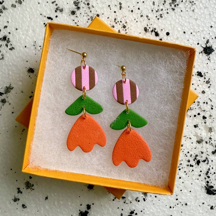 Lemon Lee Studio - Wholesale Dangle Earrings - Margot Red Flower Drop Earrings0