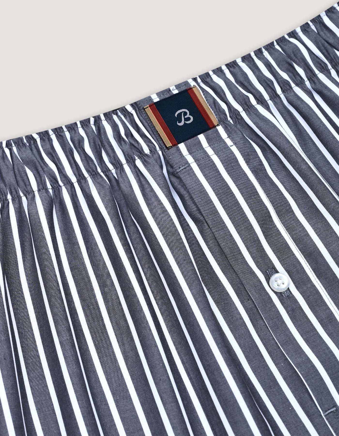 Brian Oak Limited – wholesale Underwear – Men's – Charcoal Grey Striped Cotton Boxer6