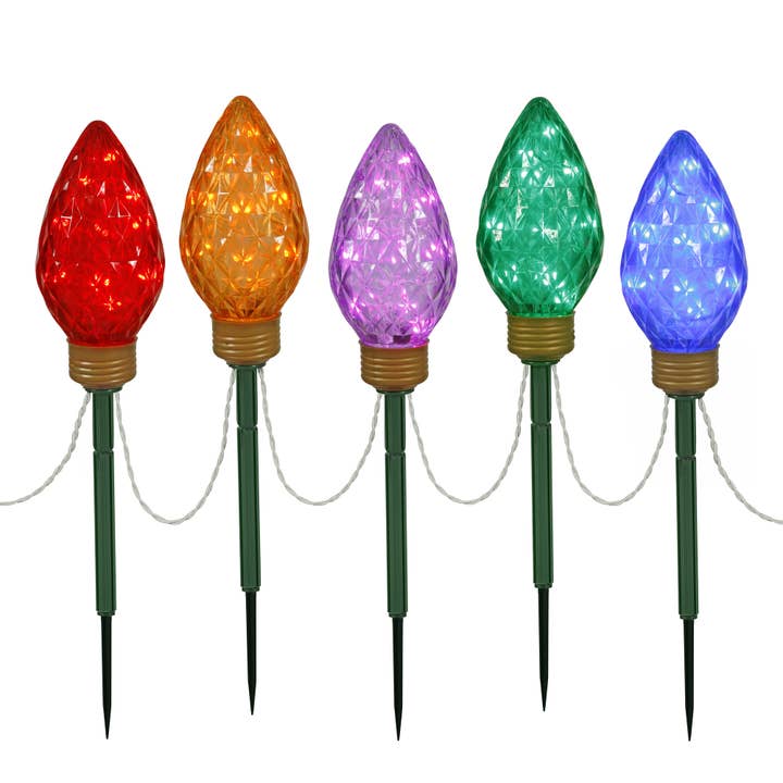Multicolor Vickerman 100Lt x 8.5" LED Multi C9 5Pc Stake 24"S for wholesale on Faire