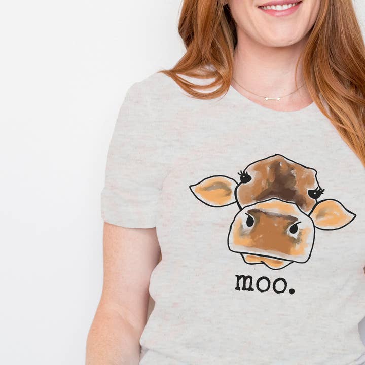 Barefoot Baby - Wholesale Mommy & Me Sets - MOO ADULT Unisex Country Western Outdoor Cow T-Shirt