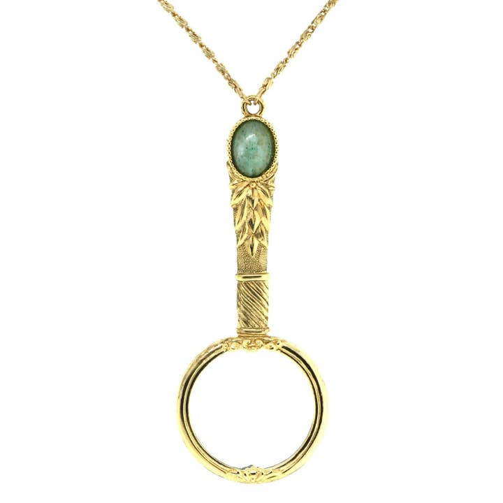 1928 Jewelry Deco Oval Gemstone Magnifying Glass Pendant Nec for wholesale by 1928 Jewelry