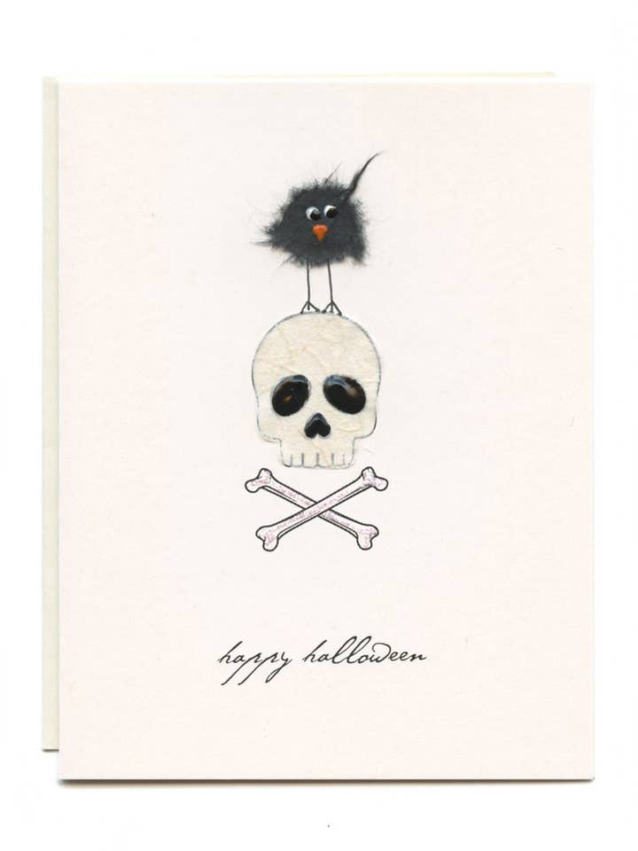 "Happy Halloween" Skull & Crossbones for wholesale by FLAUNT HANDMADE CORRESPONDENCES
