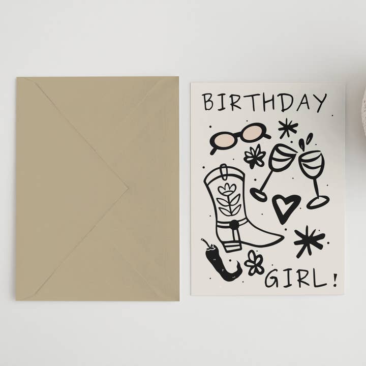 Birthday girl A6/5x7 card for wholesale by Blue Iris Designs Co