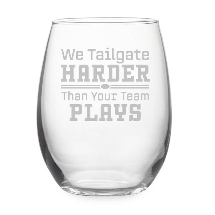 Tailgate Harder Stemless Wine Glass for wholesale by Susquehanna Glass Company