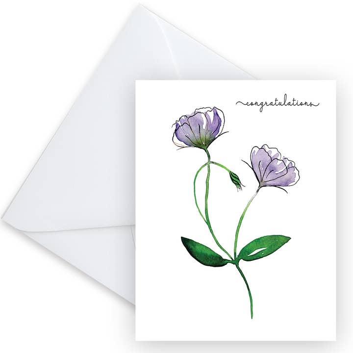 Congratulations Lithianthus Greeting Card for wholesale by KCM Studio INK