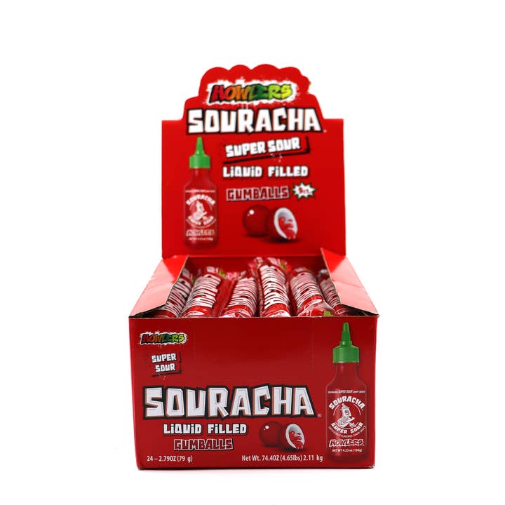 Grandpa Joe's Candy Shop - Wholesale Gummy - Howler's Souracha Liquid Filled Gumballs 9pc Tube, 24ct2