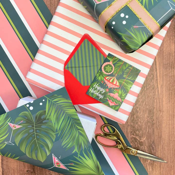 Mod Lounge Paper Company - Wholesale Christmas Card - Palm Springs Retro Ornament Holiday Greeting Card1