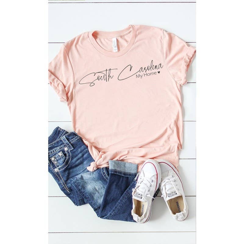 Kissed Apparel – wholesale Screen printed t-shirt – Women′s – South Carolina my home graphic tee5