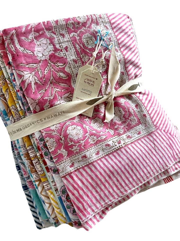 By the sea organics - Wholesale Swaddle - Baby - BLOCK PRINT SARONG - JAIPUR MARKET COLLECTION