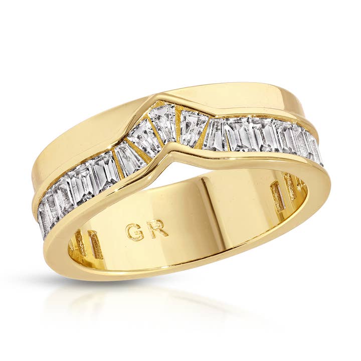 Peak Baguette Band Ring- Clear for wholesale by Glamrocks Jewelry