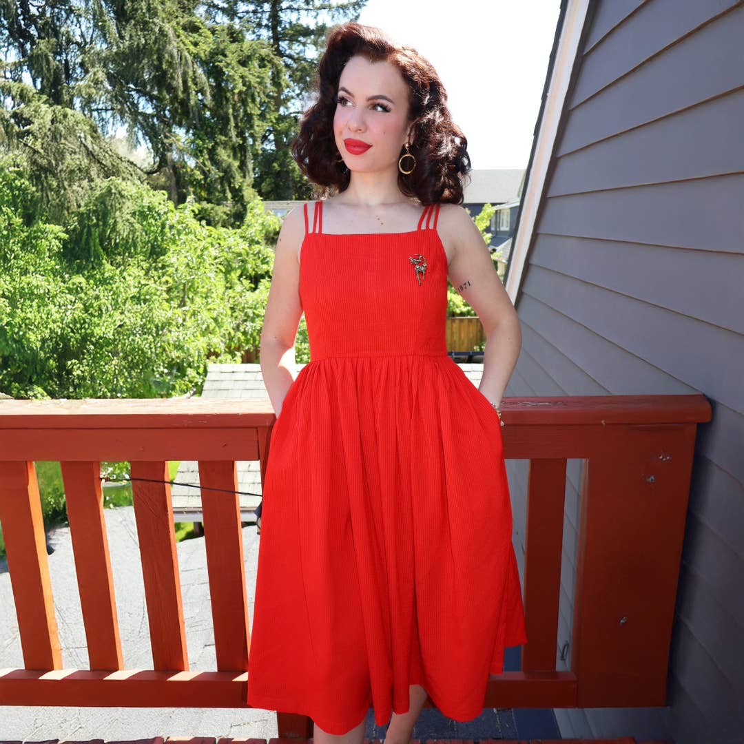 Red Tammy Circle Dress in Petite for wholesale on Faire