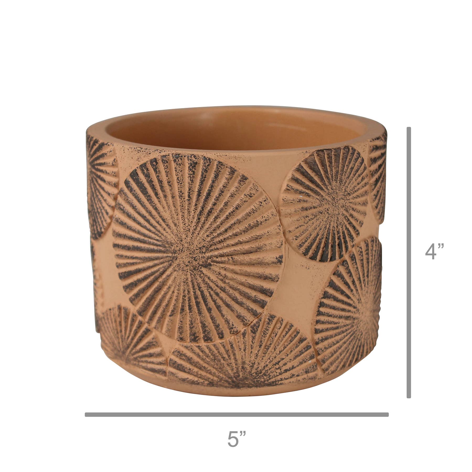 HomArt - Wholesale Plant Pot - Sunburst Cachepot, Cement - Sm1