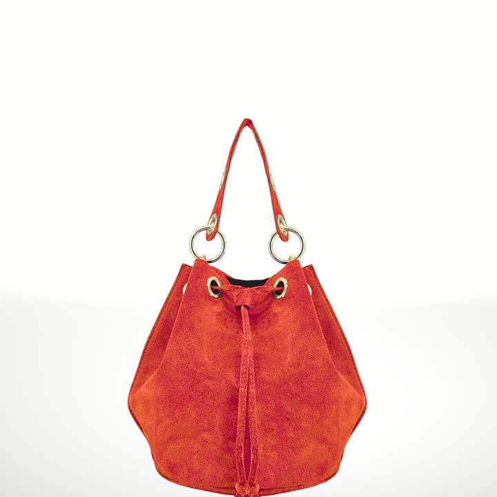 ITALIAN'S LEATHER - Wholesale Shoulder Bag - Women's - Arlecchino Suede Leather Bucket Bag 22062930