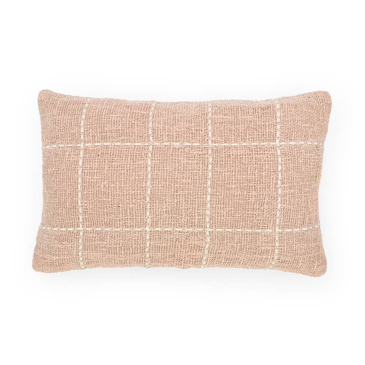 Capa de almofada de algodão bordado rosa empoeirado 50x30 por atacado de FERN