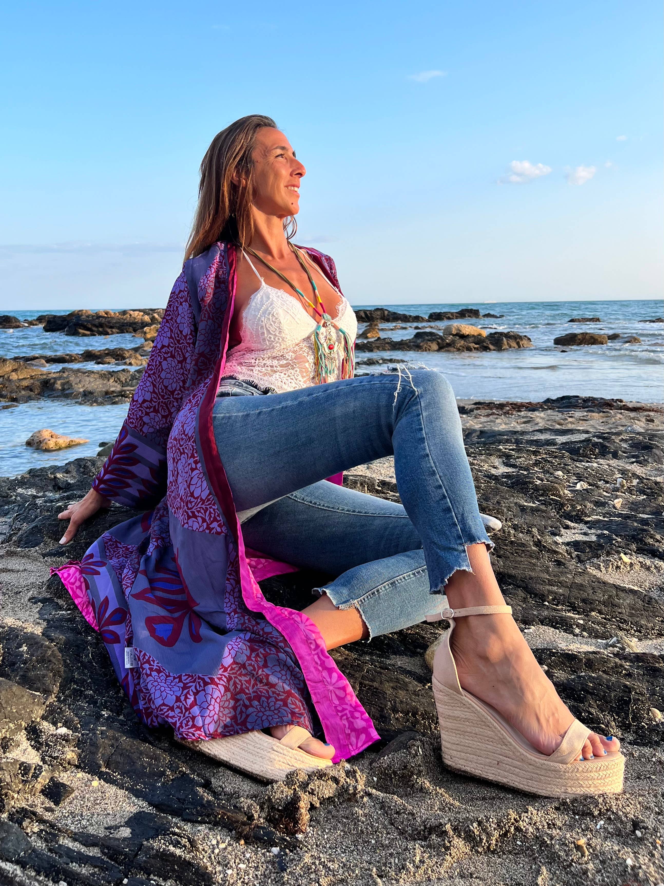 Kinomy - Wholesale Kimono - Women's - Varied reversible long kimonos (118 cm) Pack 20, boho.14