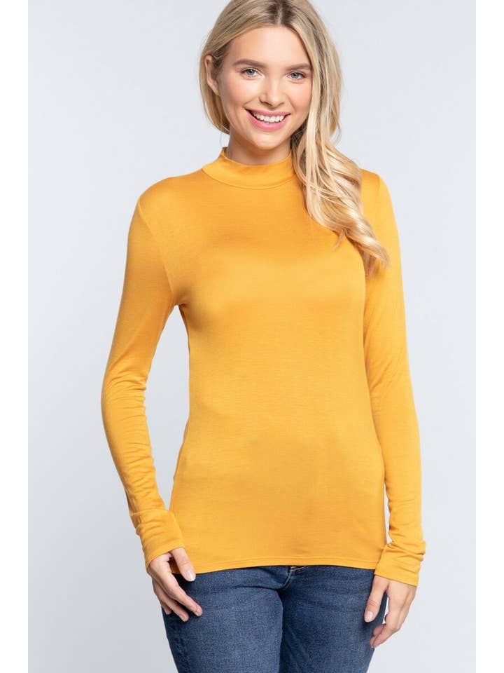 42POPS - Wholesale Knit Top - Women's - ',,.Mock Neck Fitted Rayon Jersey Top6