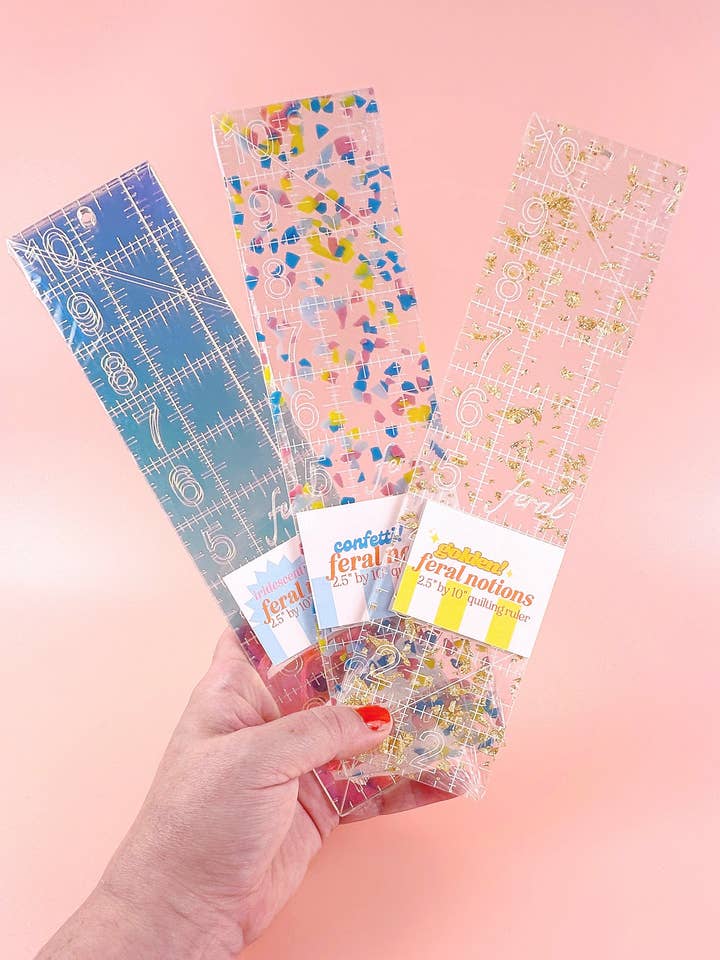 2.5 by 10 in quilting ruler for wholesale by Feral Notions