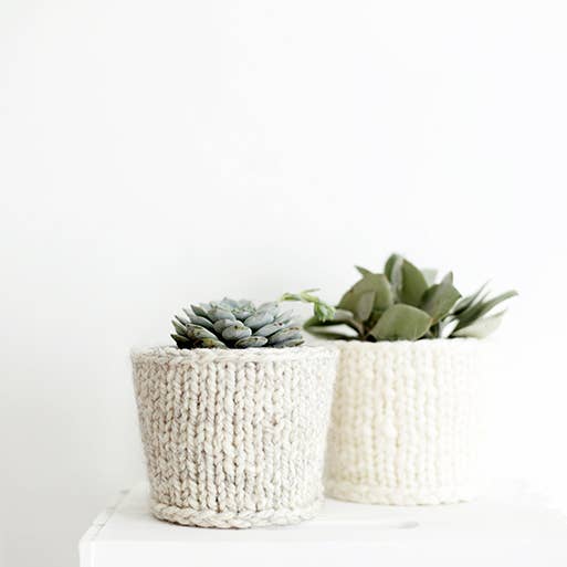 The Chronicles of Yarnia, Inc. Hand-Knit Planter Pot Cover for wholesale by The Chronicles of Yarnia, Inc.