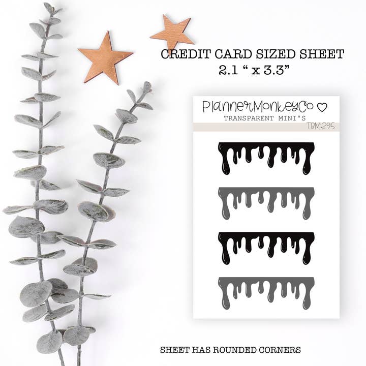 Plannermonkeyco - Wholesale Sticker - TBM.295 | Black Blood Drip Headers Mini Sheet (Transparent)0