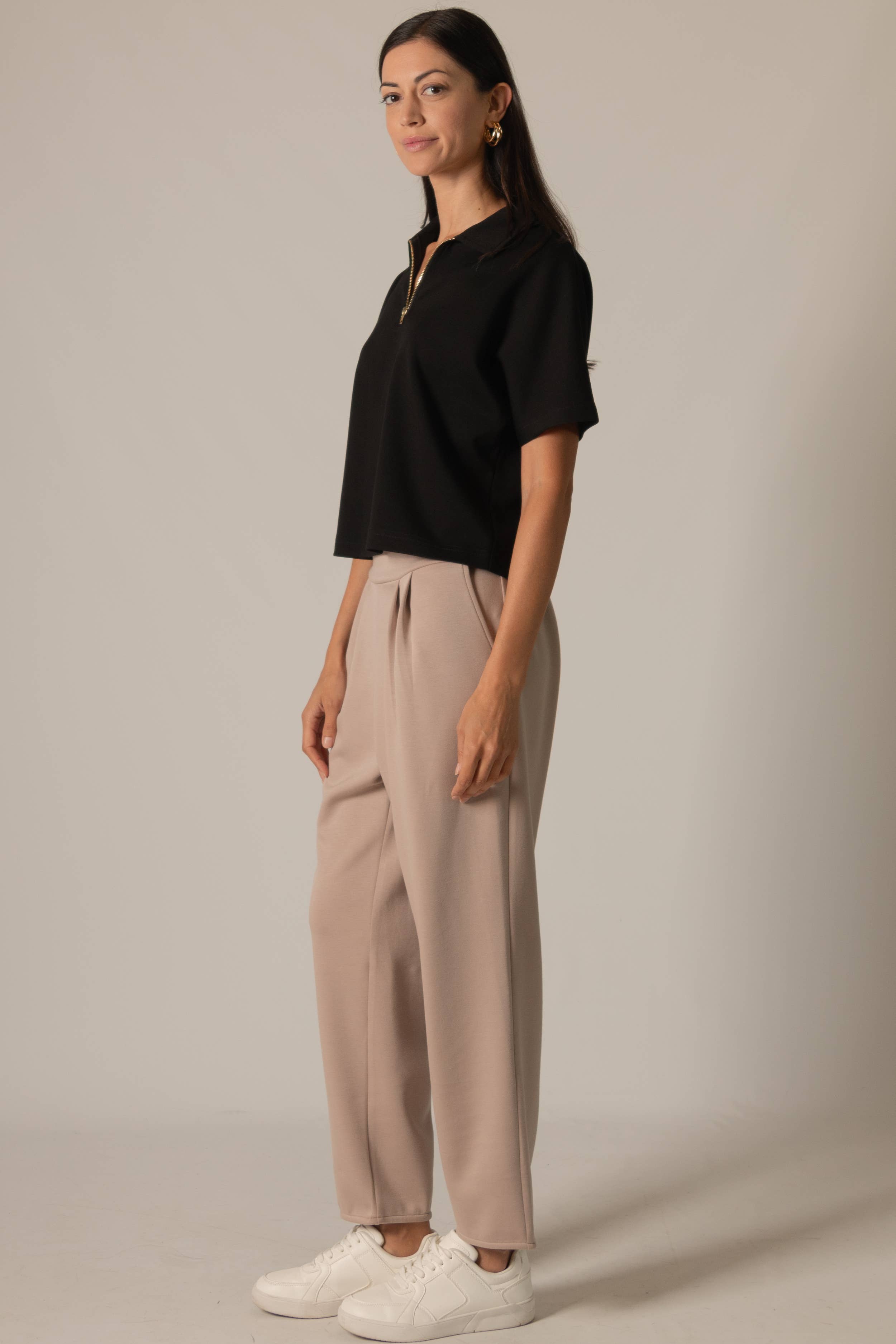 P. CILL - Wholesale Knit Top - Women's - P. CILL Butter Modal Short Sleeve Quarter Zip Top4