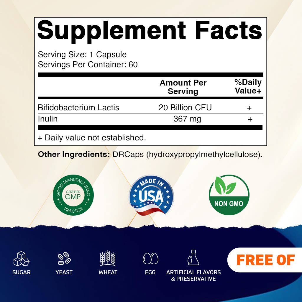 Vitamatic - Wholesale Oral Supplement/Vitamin - Vitamatic Bifidobacterium lactis - 20 Billion- 60 Count1