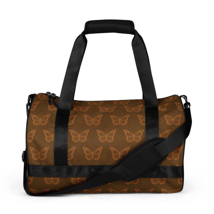 Brown Butterfly Gym Bag for wholesale by Nxt Moda