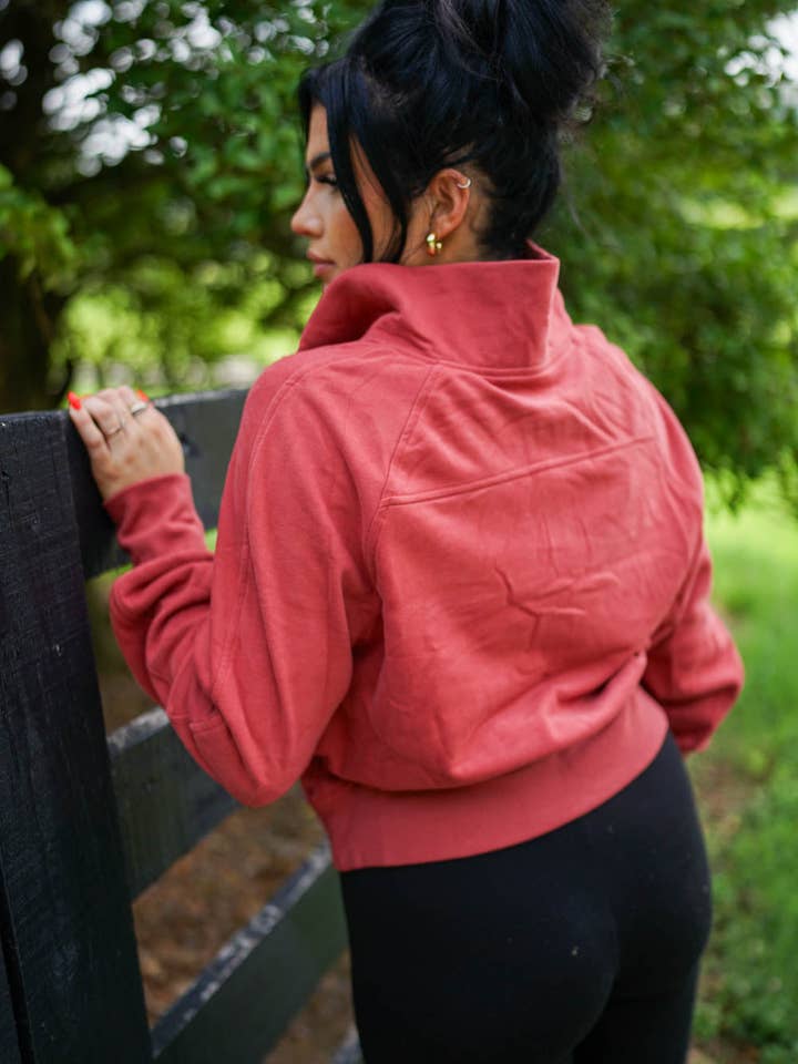 Poppy Lee Lane – Sweatshirt - Mulher por atacado – Gola Zip Up Stand Rib Sweatshirt Mangas5