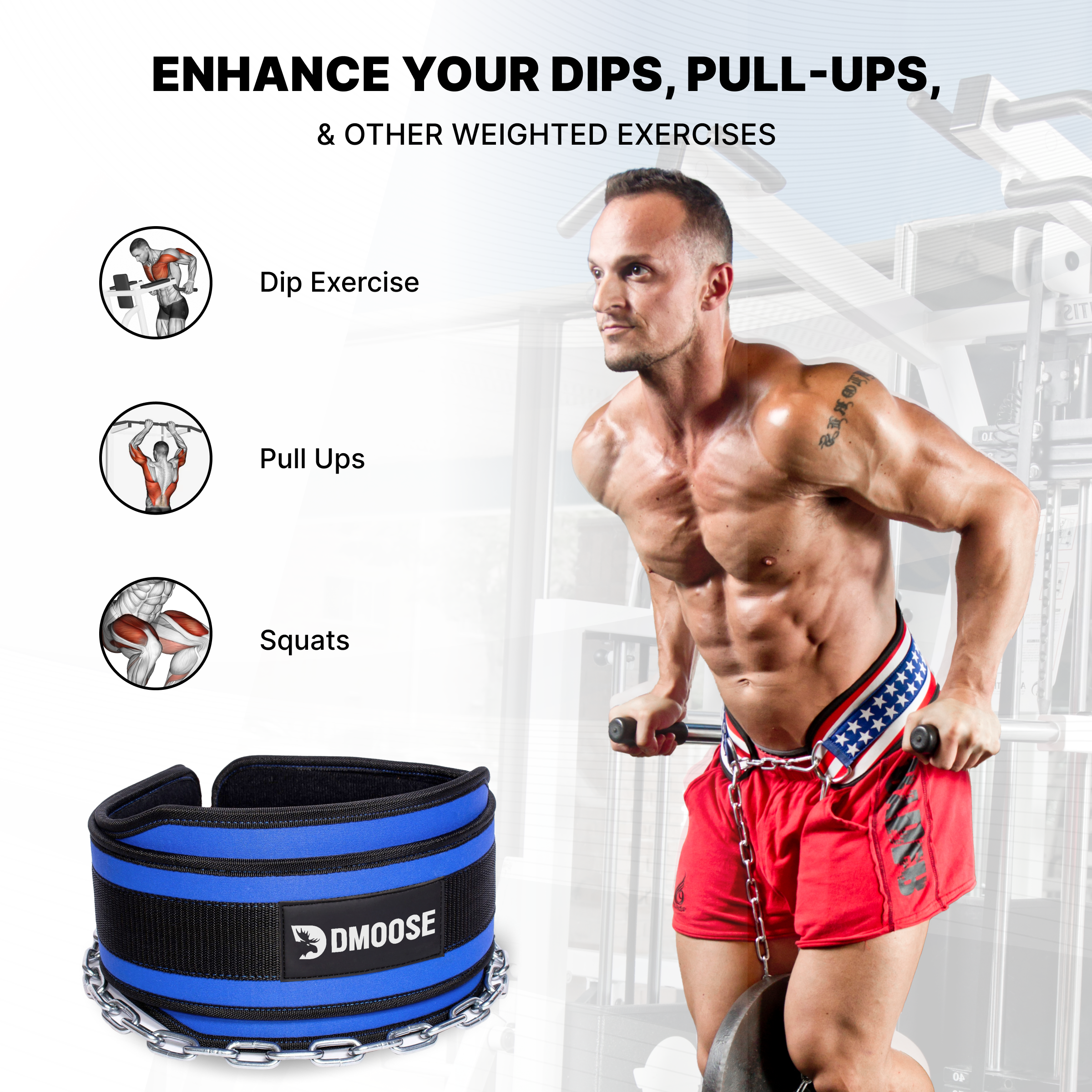 DMOOSE - Wholesale Fitness Equipment - DMoose Dip Belt with Chain13