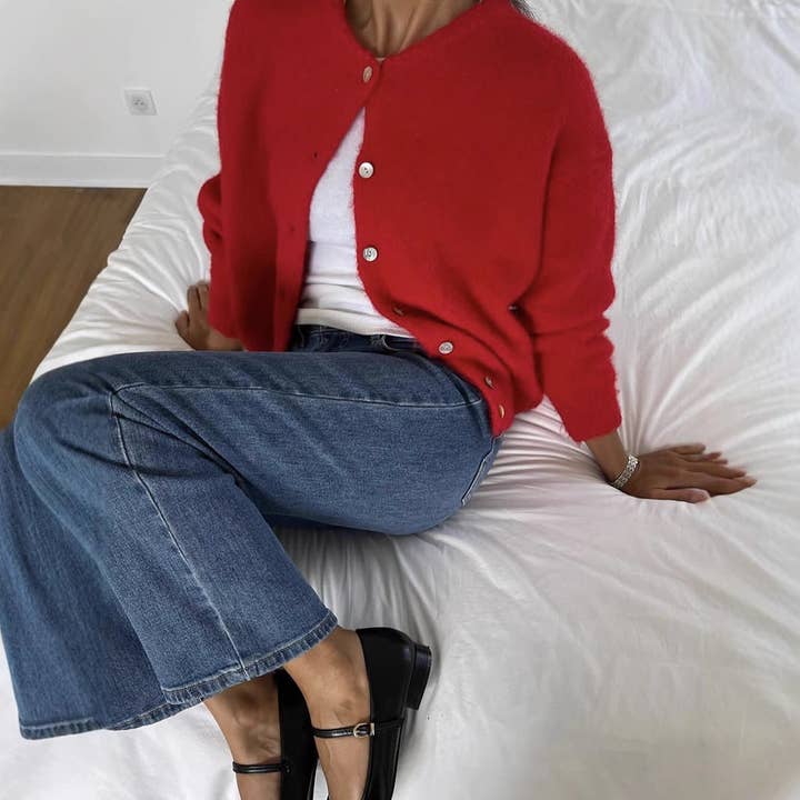 Suhkasana - Wholesale Cardigan - Women's - Soft Wool Blend Knit Cardigan Women Button Front Sweater4