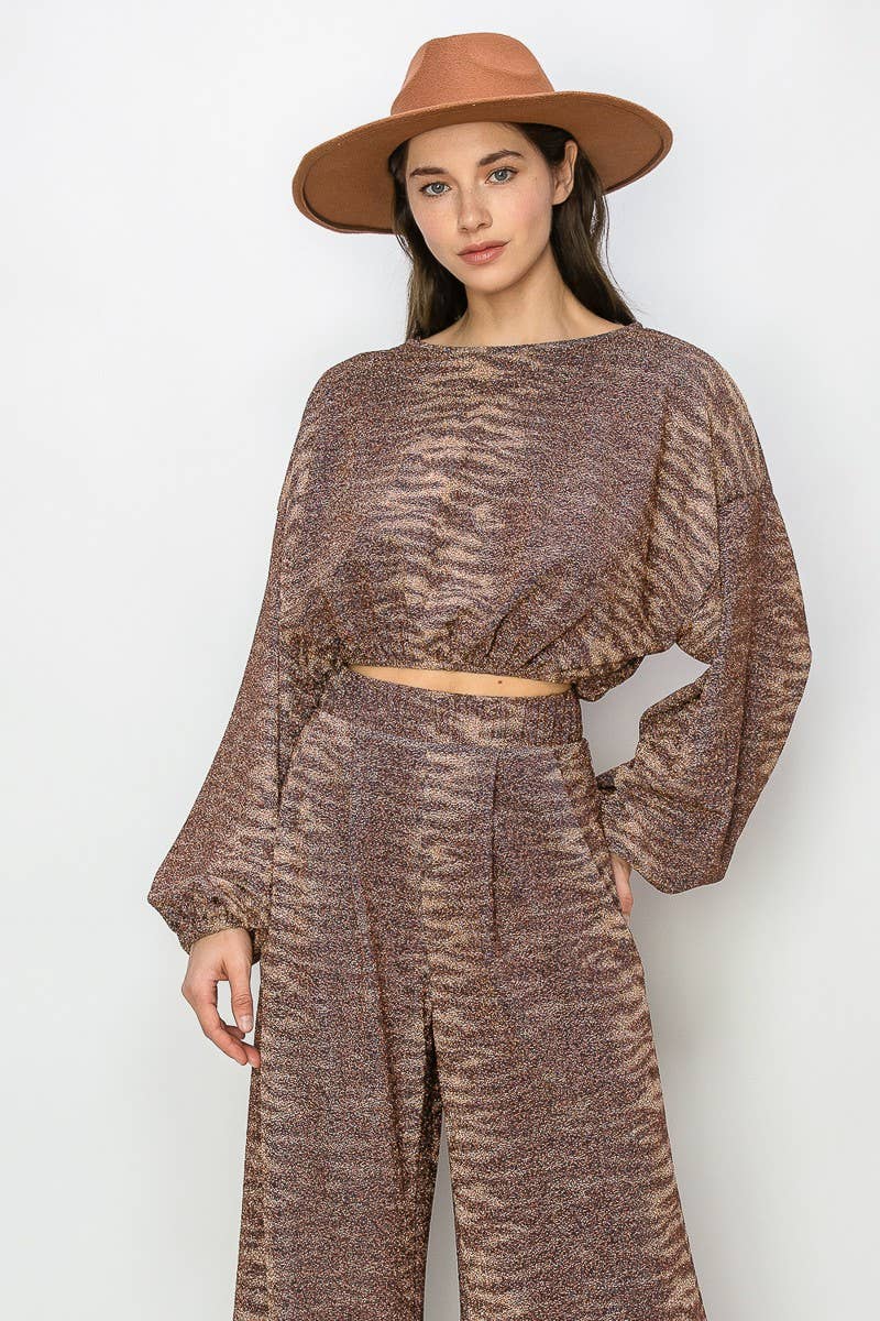 METALLIC PRINTED PALAZZO PANTS 2370 for wholesale on Faire5