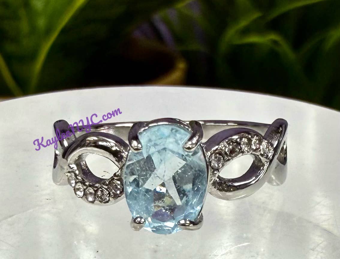 KayleeNYC – Großhandel Einzelstein-/Solitär-Ring – Natürliche Blautopas-Edelstahlringe 7x9mm3