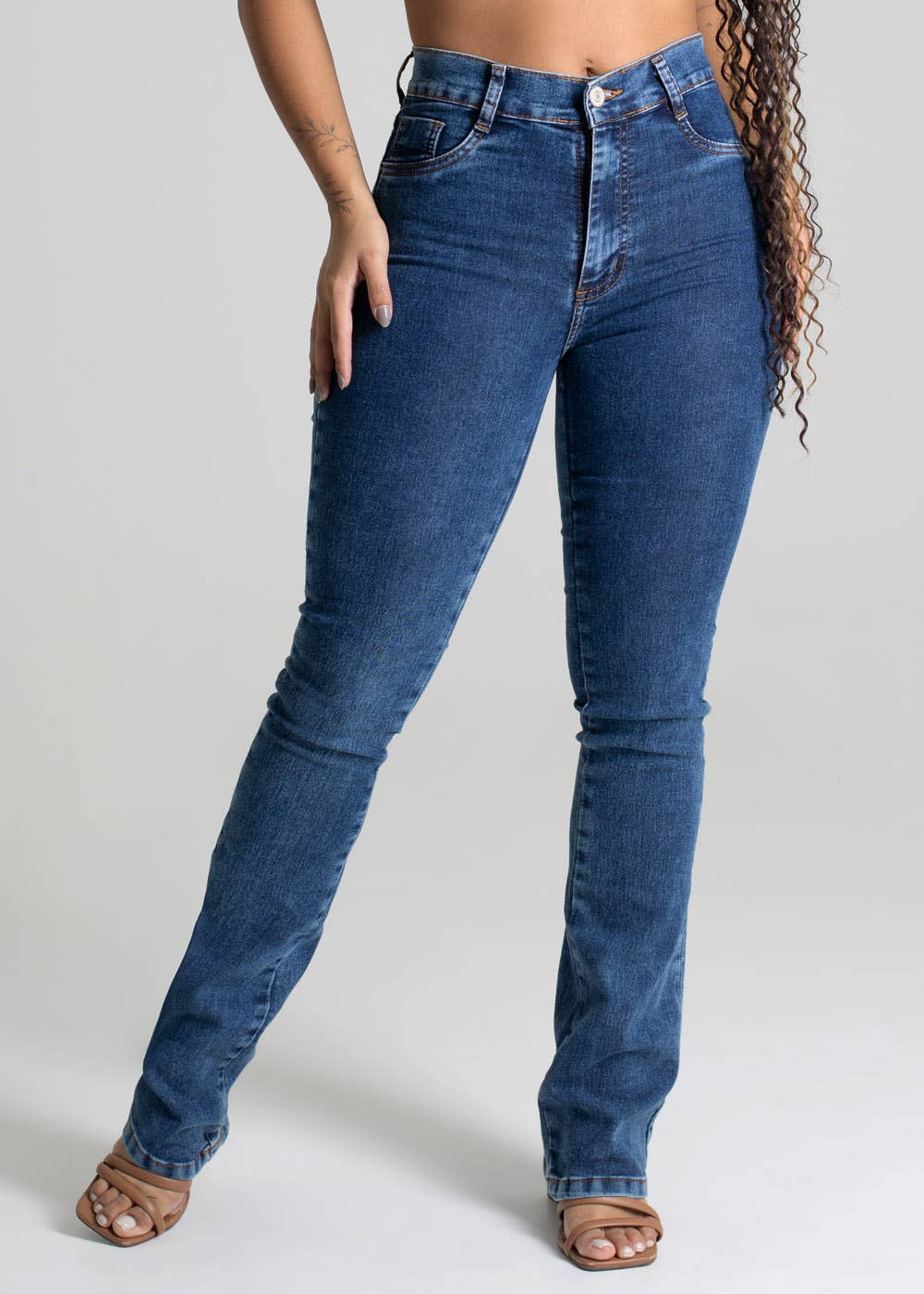 Sawary Jeans - Wholesale Jeans - Women's - Sawary Boot Cut Jeans - Denim Blue, Mid Rise, Fitted Leg6
