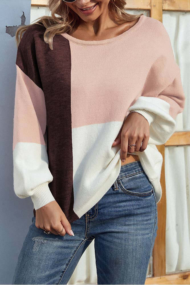 UNISHE – wholesale Pullovertröja - Dam – Color Block Back Tie Pullover Tröjor MMY02113