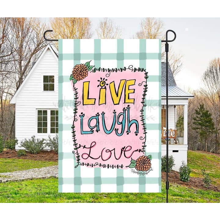 Live Skratta Kärlek Trädgård Flag för wholesale av Doodles By Rebekah