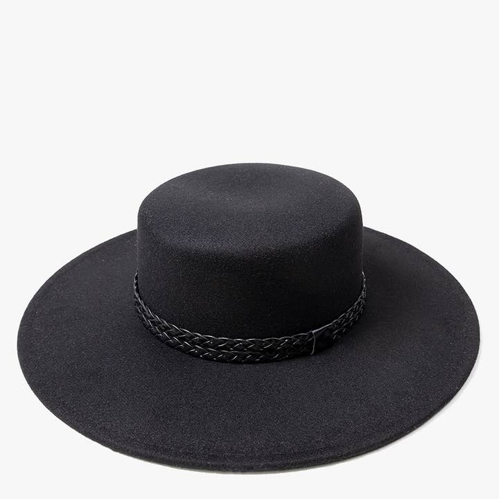 Jen & Co. - Wholesale Fedora - Women's - HAT2366 Lynnie Wide Brim Hat w/ Straw Band