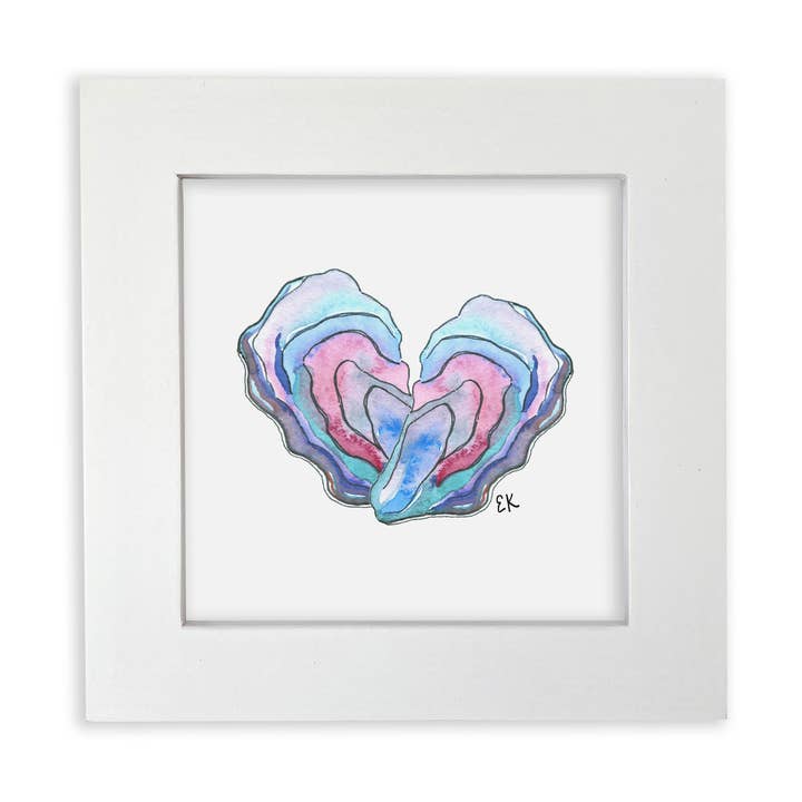 Austernherz 4 x 4" gerahmter Kunstdruck für den Großhandel von Eileen Graphics