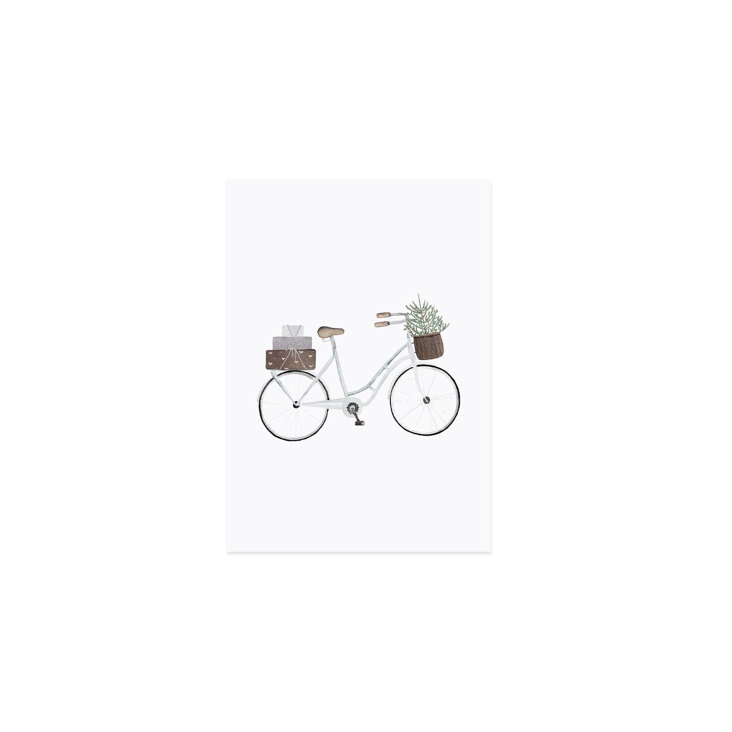 Eulenschnitt – wholesale Christmas card – Watercolor Card Christmas Bicycle (Pack of 10)2