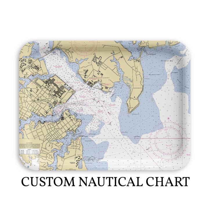 Bandeja de Servicio con Carta Náutica Personalizada: Tres Tamaños para venta al por mayor de The Muddy Dog