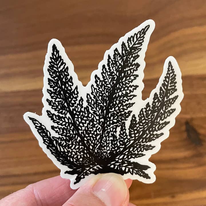 bregne sort og hvid 3" vinylklistermærke for engroshandel hos KM Art and Design